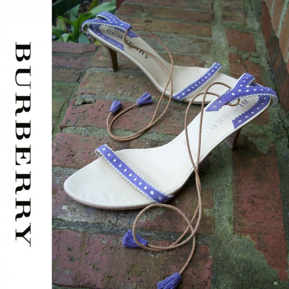 Authentic BURBERRY Suede Ankle-Tie Kitten Heel